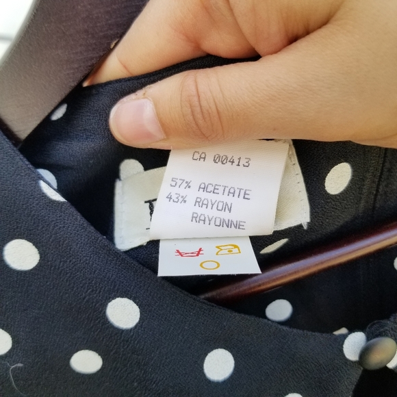 Cleo Petites midi black and white polka dot vintage short sleeve chest cut out 8 - Picture 8 of 16